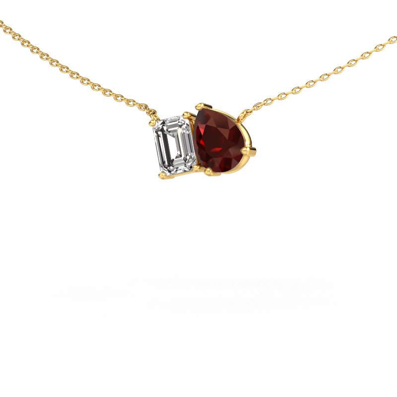 Image of Pendant Toi et Moi PER EME 585 gold Garnet 8x6 mm