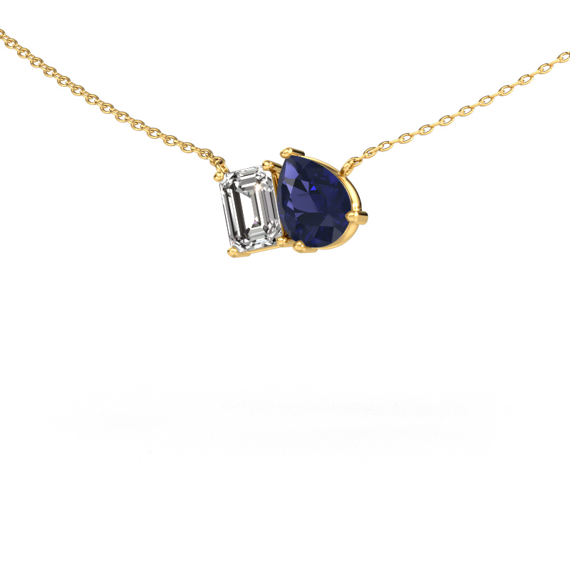 Image of Pendant Toi et Moi PER EME 585 gold Sapphire 8x6 mm