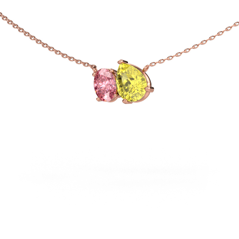 Image of Pendant Toi et Moi PER OVL 585 rose gold Yellow lab grown diamond 8x6 mm