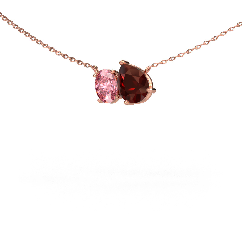 Bild von Anhänger Toi et Moi PER OVL 585 Roségold Granat 8x6 mm