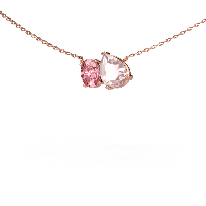 Image of Pendant Toi et Moi PER OVL 585 rose gold Morganite champagne 8x6 mm