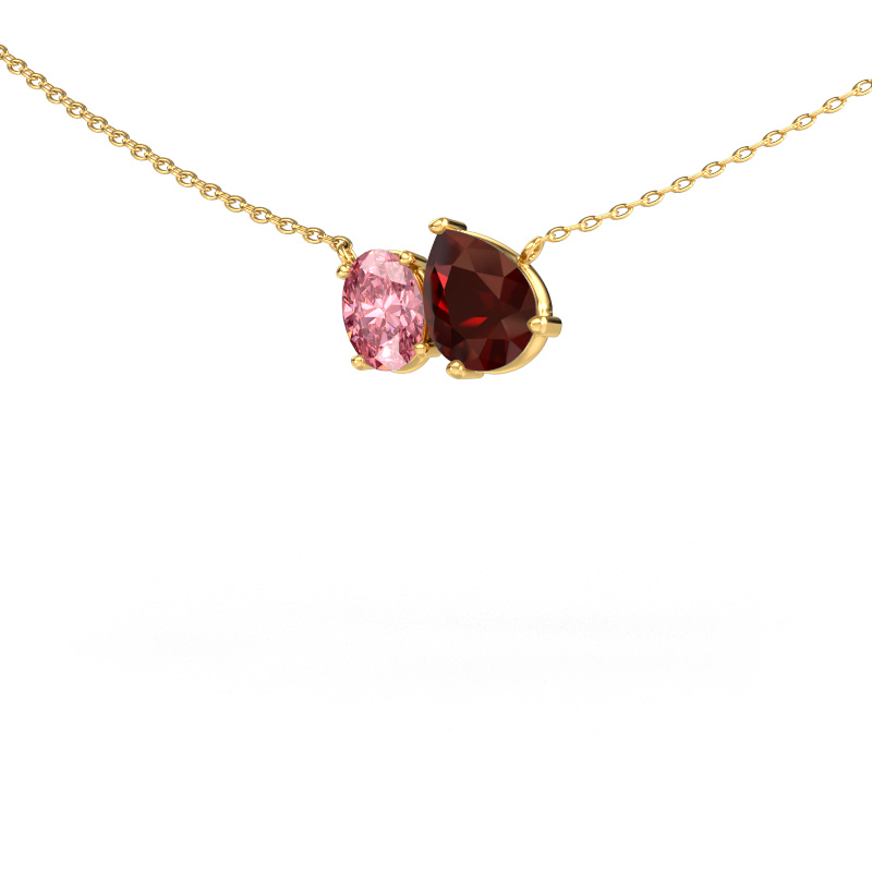 Image of Pendant Toi et Moi PER OVL 585 gold Garnet 8x6 mm