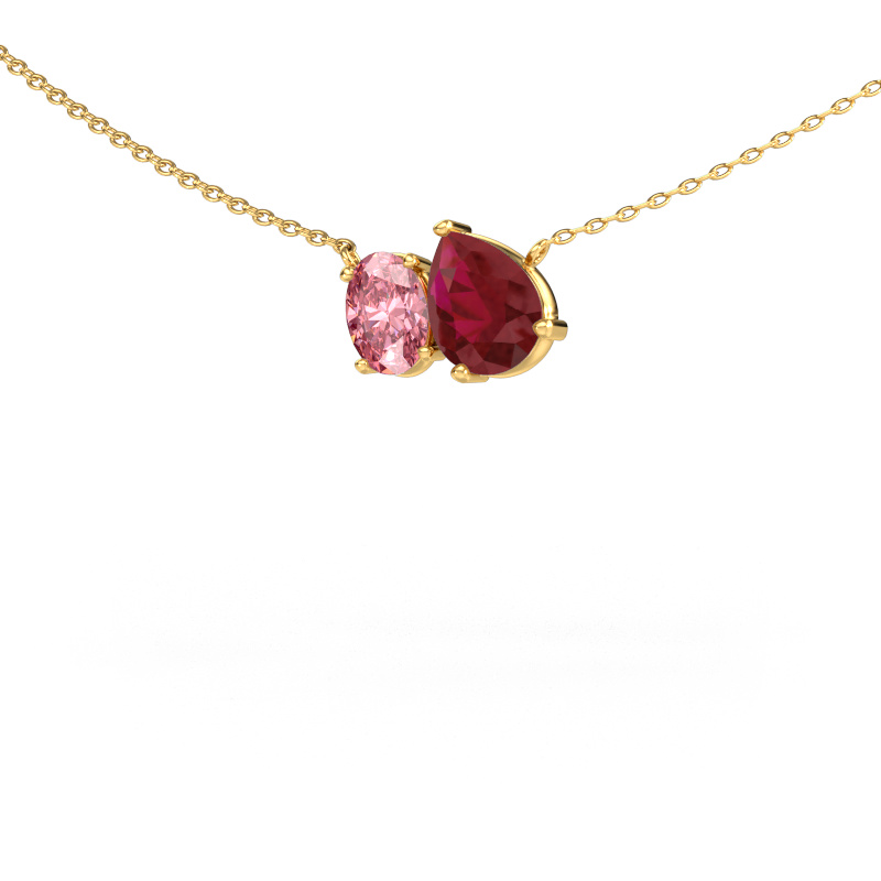 Image of Pendant Toi et Moi PER OVL 585 gold Ruby 8x6 mm