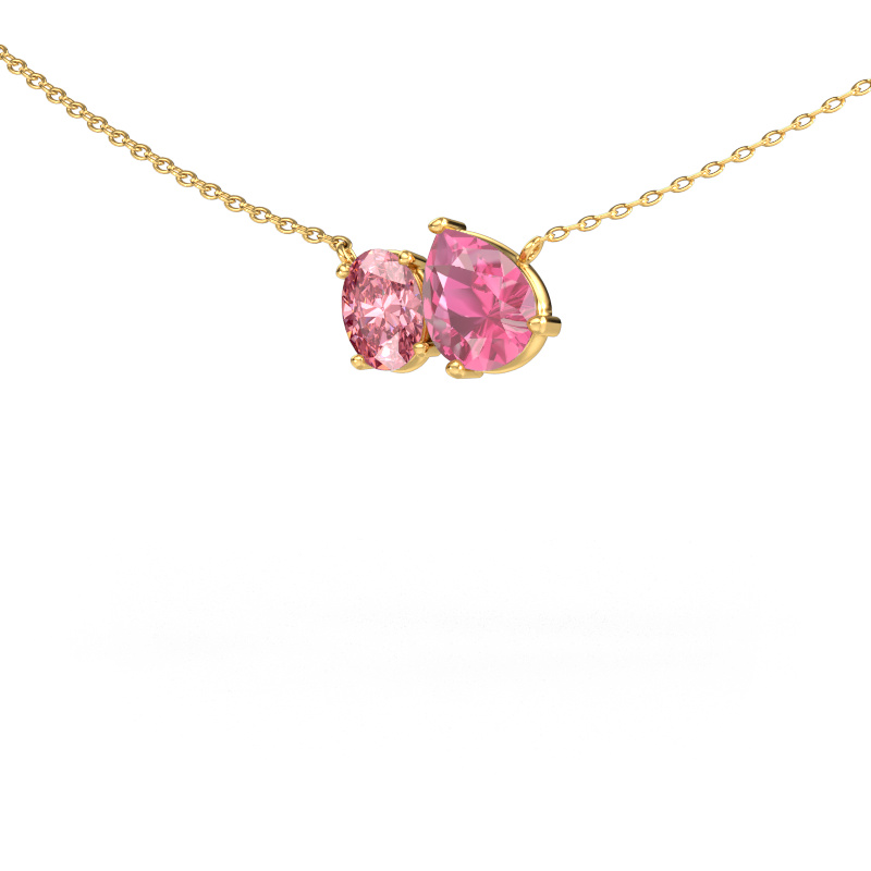 Image of Pendant Toi et Moi PER OVL 585 gold Pink sapphire 8x6 mm