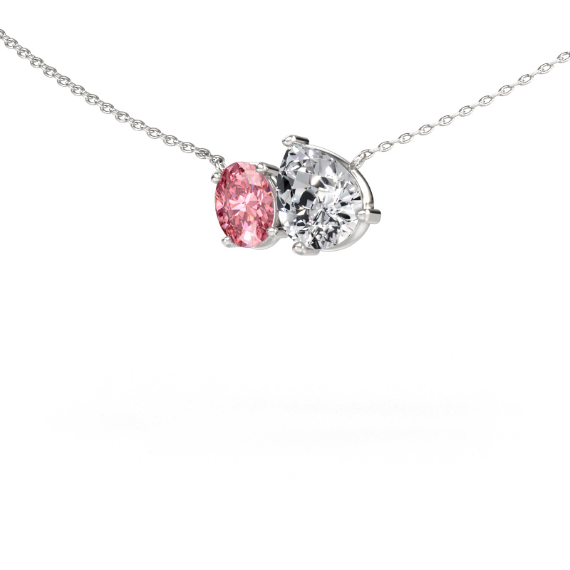 Image of Pendant Toi et Moi PER OVL 585 white gold Diamond 1.50 crt