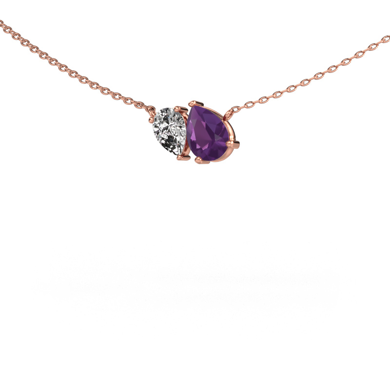 Image of Pendant Toi et Moi PER PER 585 rose gold Amethyst 8x6 mm