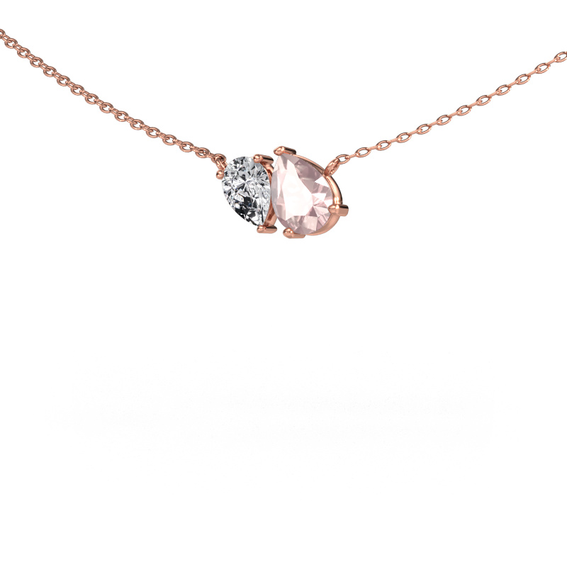 Image of Pendant Toi et Moi PER PER 585 rose gold Morganite champagne 8x6 mm
