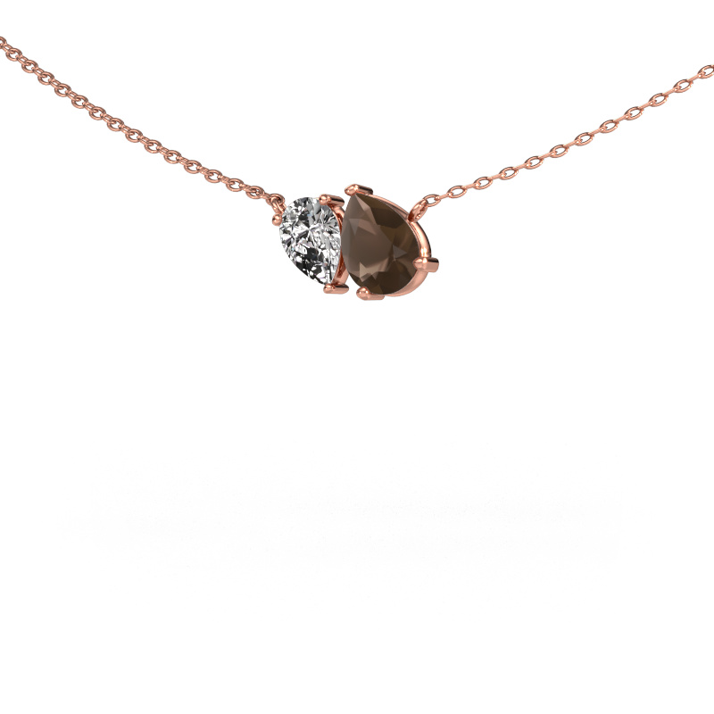 Image of Pendant Toi et Moi PER PER 585 rose gold Smokey quartz 8x6 mm
