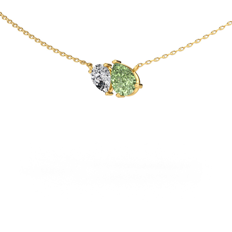 Bild von Anhänger Toi et Moi PER PER 585 Gold Grüner Labor-Diamant 8x6 mm