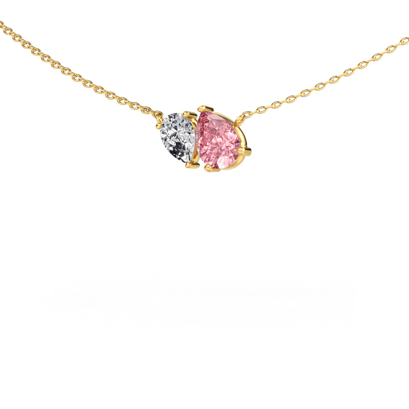 Image of Pendant Toi et Moi PER PER 585 gold Pink lab grown diamond 8x6 mm