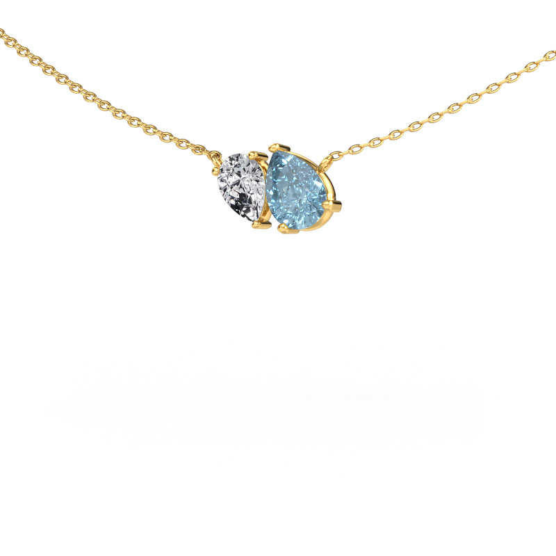 Image of Pendant Toi et Moi PER PER 585 gold Blue lab grown diamond 8x6 mm