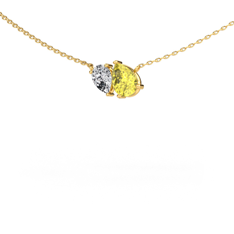 Image of Pendant Toi et Moi PER PER 585 gold Yellow lab grown diamond 8x6 mm