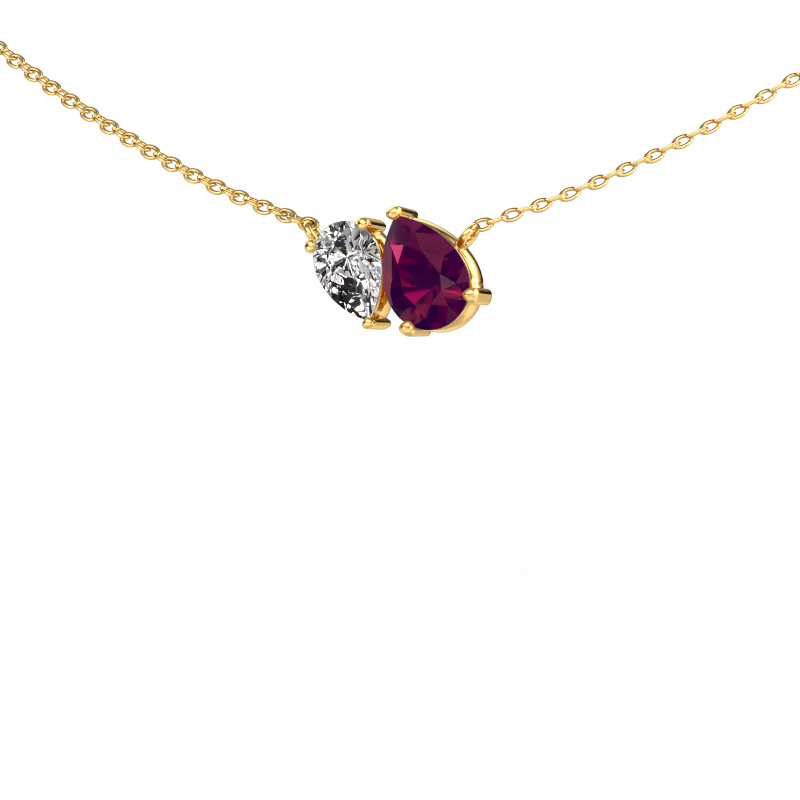 Image of Pendant Toi et Moi PER PER 585 gold Rhodolite 8x6 mm