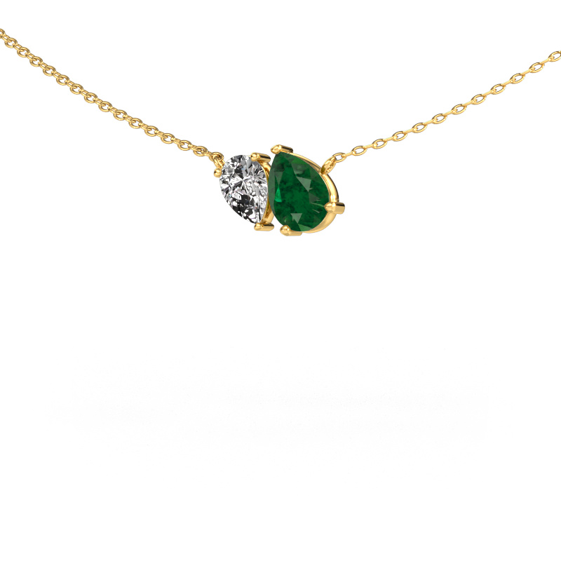 Image of Pendant Toi et Moi PER PER 585 gold Emerald 8x6 mm