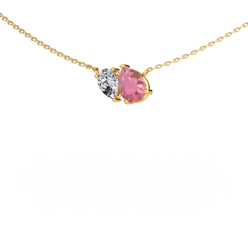 Image of Pendant Toi et Moi PER PER 585 gold Tourmaline pink 8x6 mm