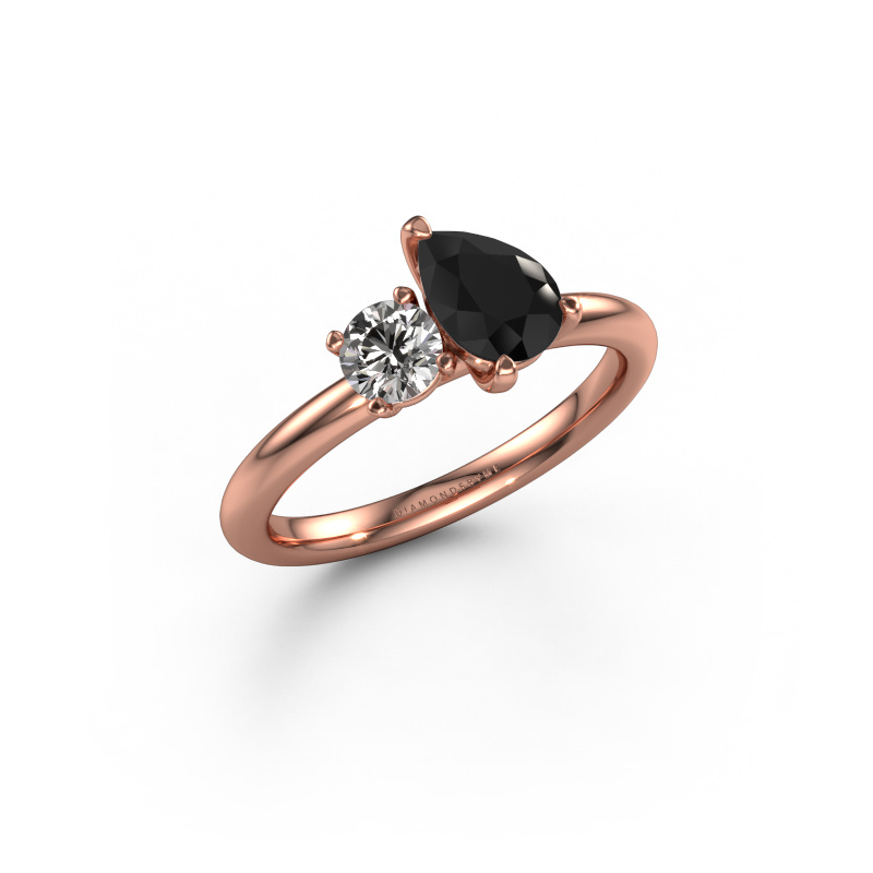 Image of Engagement ring Toi et Moi PER-RND 585 rose gold Black diamond 1.30 crt