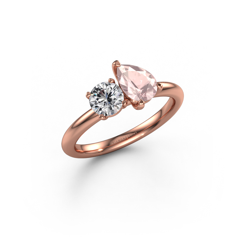 Image de Bague de fiançailles Toi et Moi PER-RND 585 or rose Champagne morganite 7x5 mm