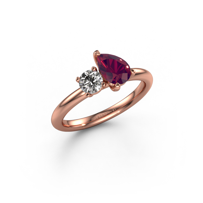 Image of Engagement ring Toi et Moi PER-RND 585 rose gold Rhodolite 7x5 mm
