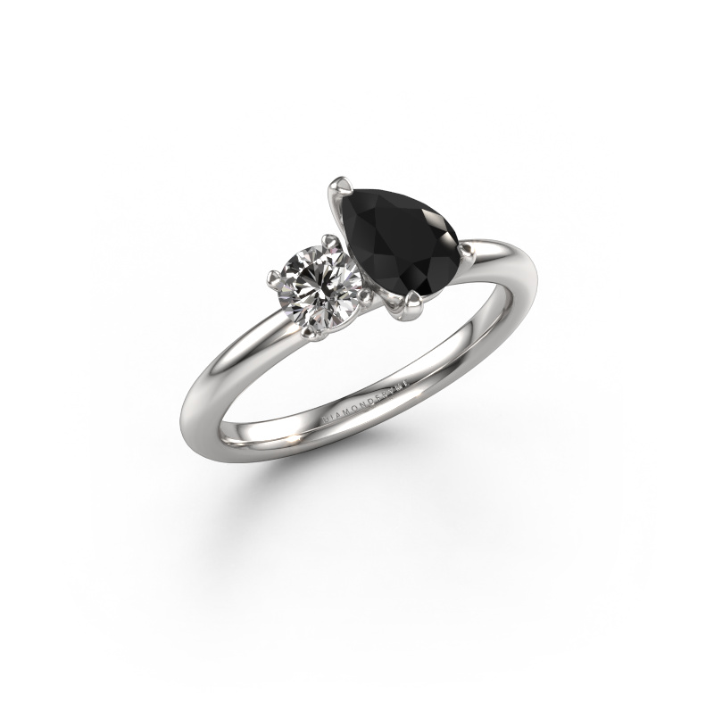 Image of Engagement ring Toi et Moi PER-RND 585 white gold Black diamond 1.30 crt