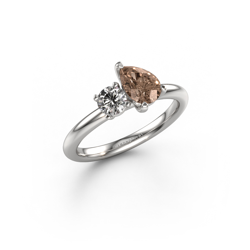 Bild von Verlobungsring Toi et Moi PER-RND 585 Weißgold Braun Diamant 0.95 crt