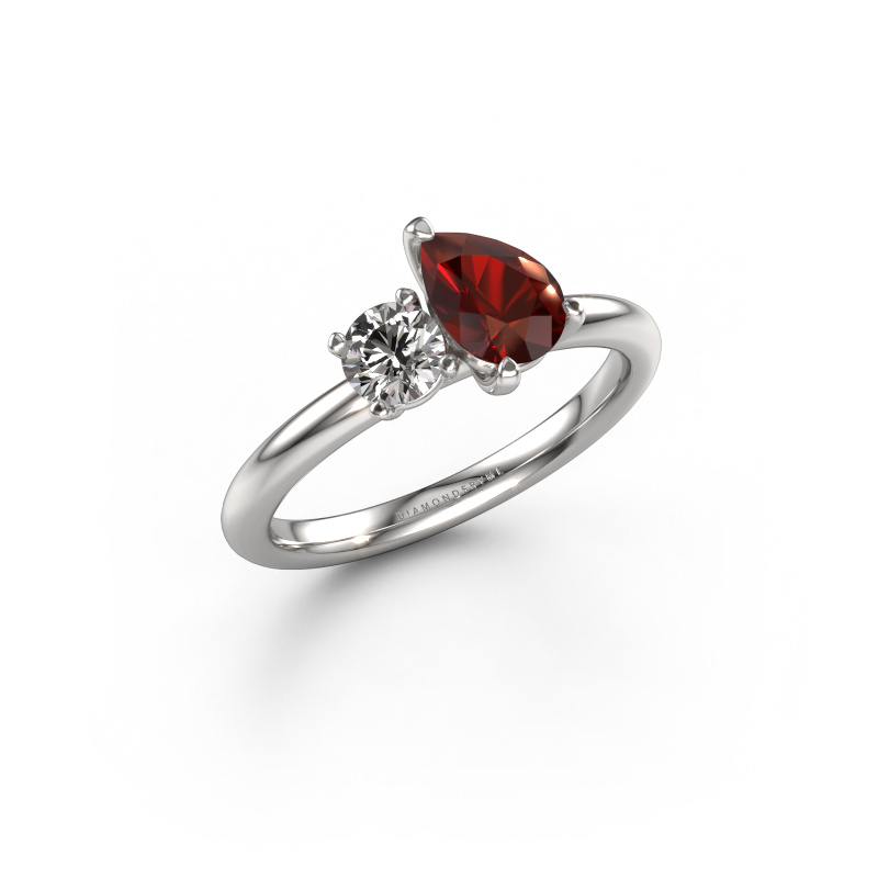 Image of Engagement ring Toi et Moi PER-RND 950 platinum Garnet 7x5 mm