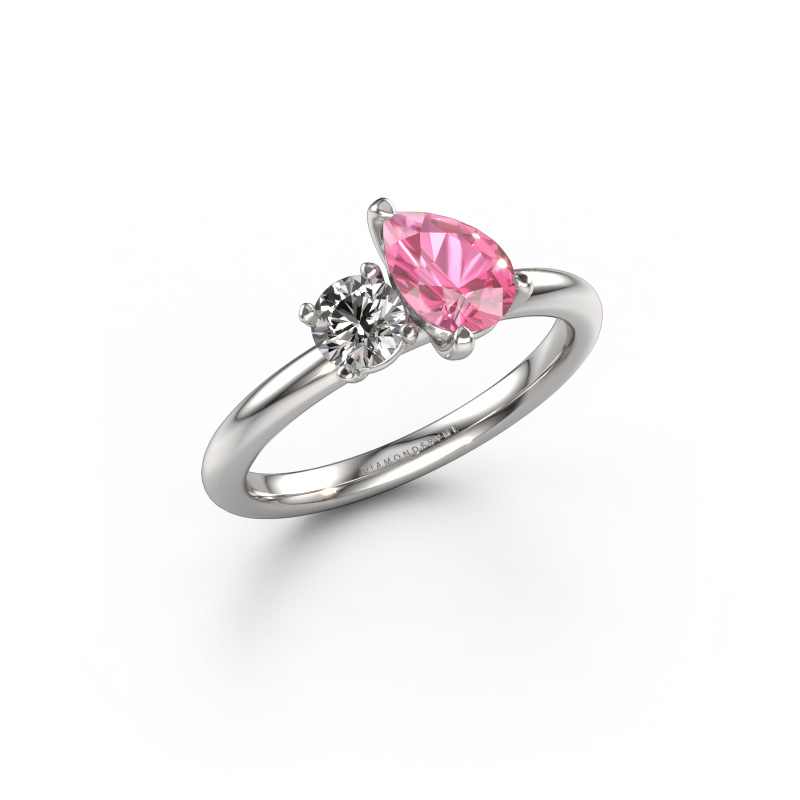 Image of Engagement ring Toi et Moi PER-RND 950 platinum Pink sapphire 7x5 mm