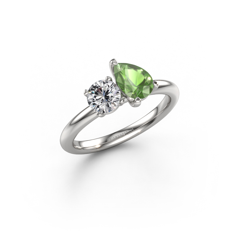 Image of Engagement ring Toi et Moi PER-RND 950 platinum Tourmaline green 7x5 mm