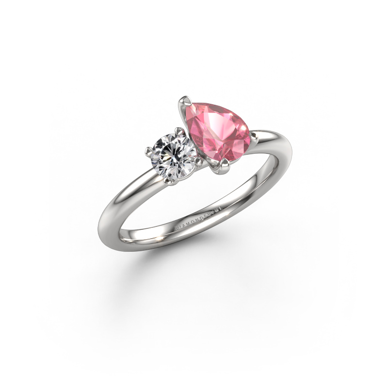 Image of Engagement ring Toi et Moi PER-RND 950 platinum Tourmaline pink 7x5 mm