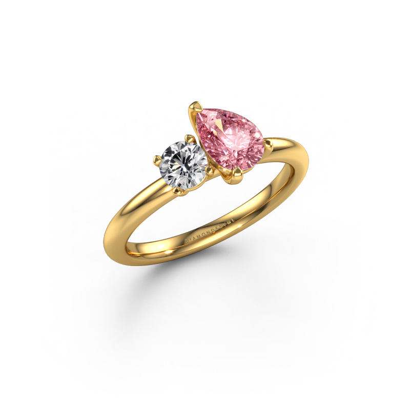 Image of Engagement ring Toi et Moi PER-RND 585 gold Pink lab grown diamond 7x5 mm