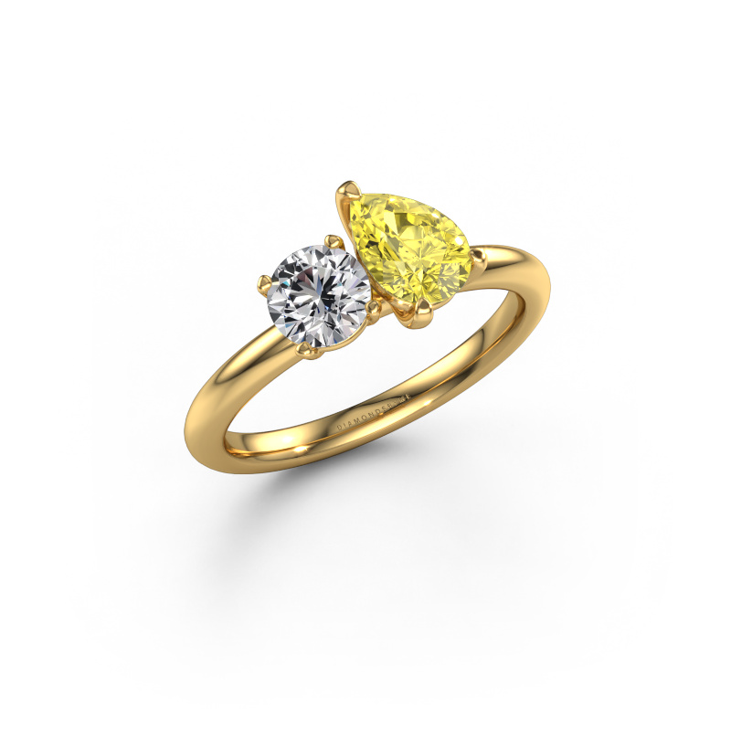 Image de Bague de fiançailles Toi et Moi PER-RND 585 or jaune Diamants synthétiques jaune 7x5 mm