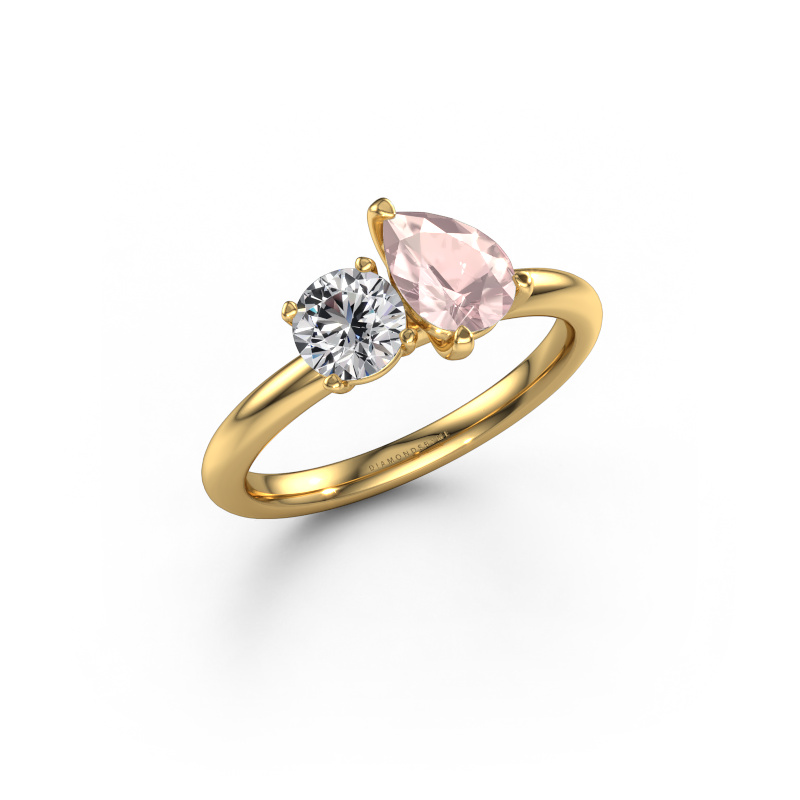 Image of Engagement ring Toi et Moi PER-RND 585 gold Morganite champagne 7x5 mm