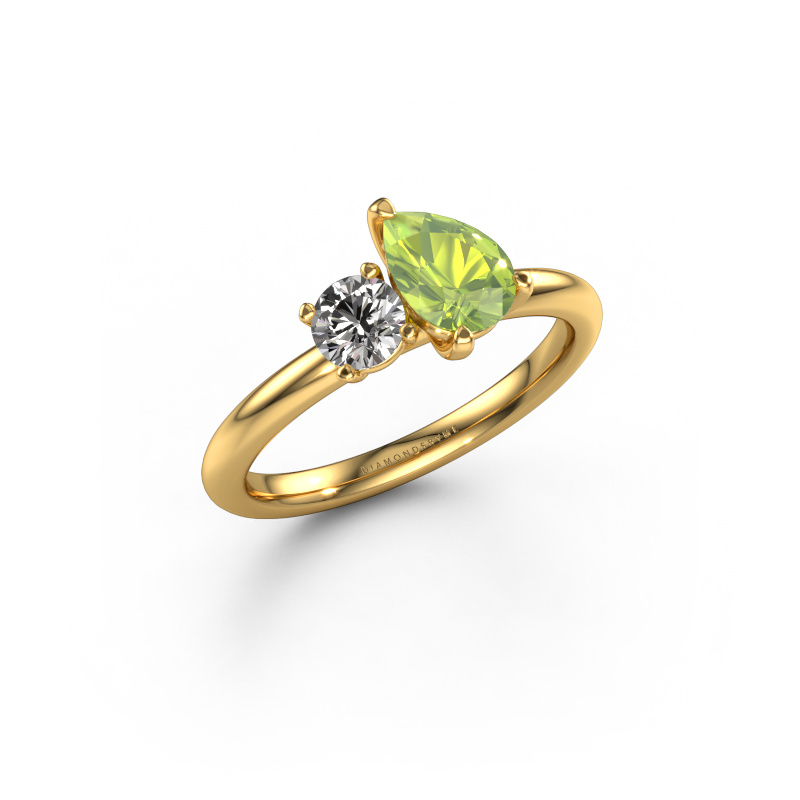 Image of Engagement ring Toi et Moi PER-RND 585 gold Peridot 7x5 mm