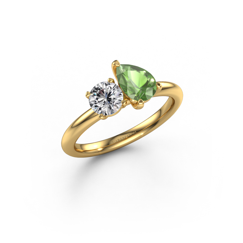 Image de Bague de fiançailles Toi et Moi PER-RND 585 or jaune Vert tourmaline 7x5 mm