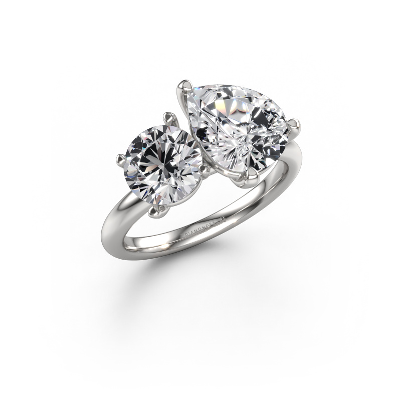 Image of Engagement ring Toi et Moi PER-RND 585 white gold Lab grown diamond 3.40 crt