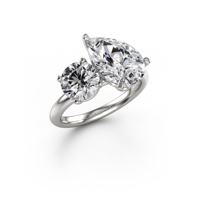 Image de Bague de fiançailles Toi et Moi PER-RND 950 platine Diamant synthétique 4.60 crt