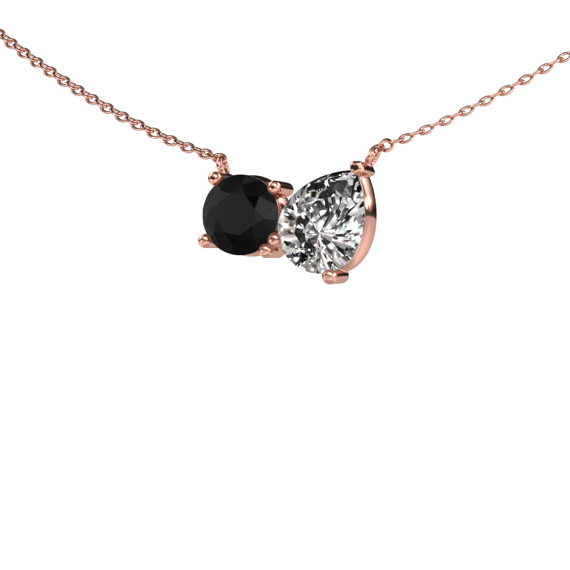 Image of Pendant Toi et Moi RND PER 585 rose gold Black diamond 2.80 crt