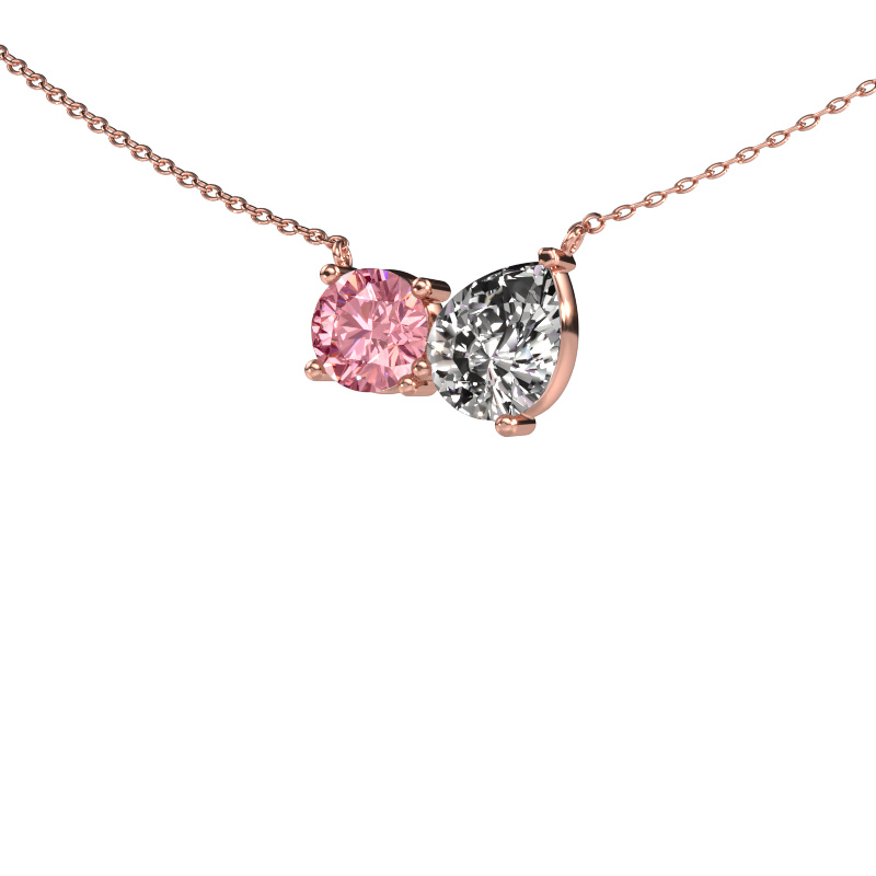 Image of Pendant Toi et Moi RND PER 585 rose gold Pink lab grown diamond 6.5 mm