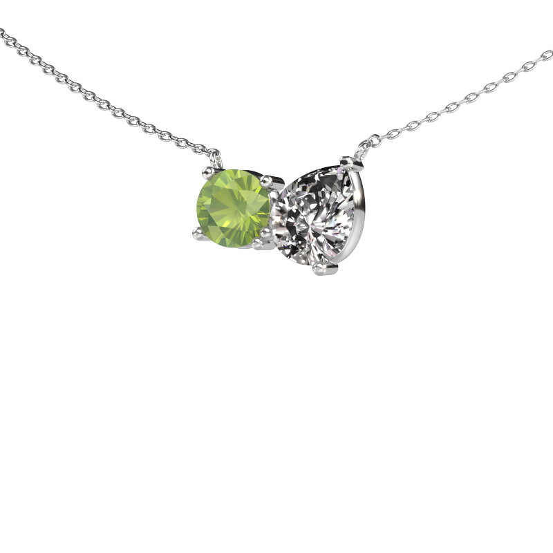 Image of Pendant Toi et Moi RND PER 585 white gold Peridot 6.5 mm