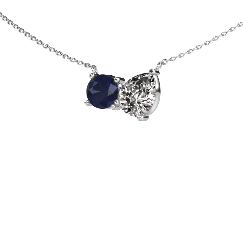 Image of Pendant Toi et Moi RND PER 585 white gold Sapphire 6.5 mm