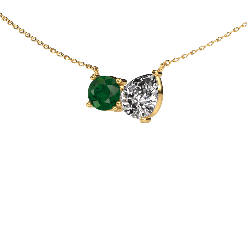 Image of Pendant Toi et Moi RND PER 585 gold Emerald 6.5 mm