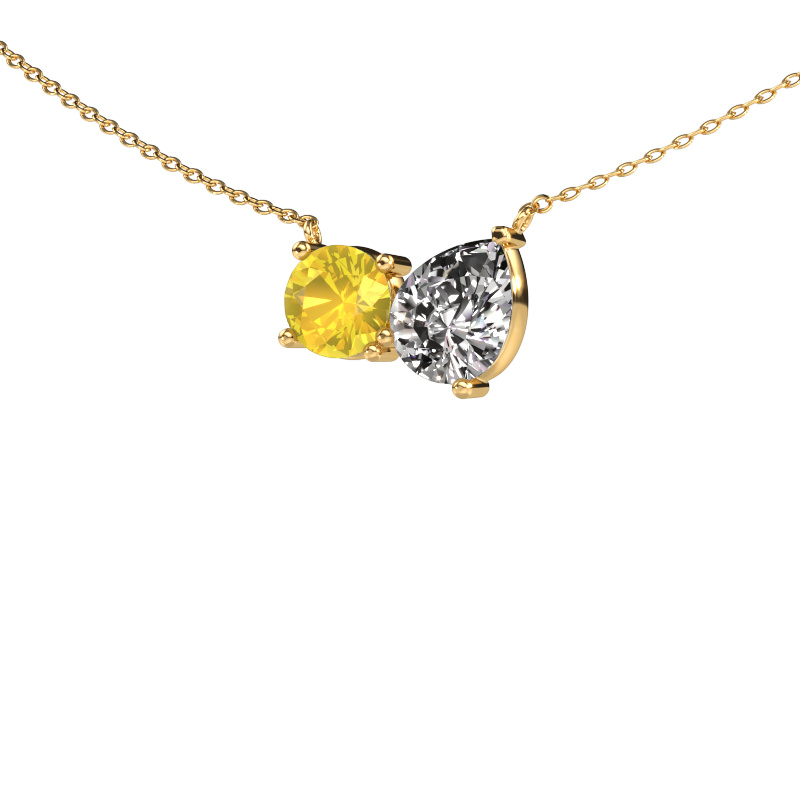 Image of Pendant Toi et Moi RND PER 585 gold Yellow sapphire 6.5 mm