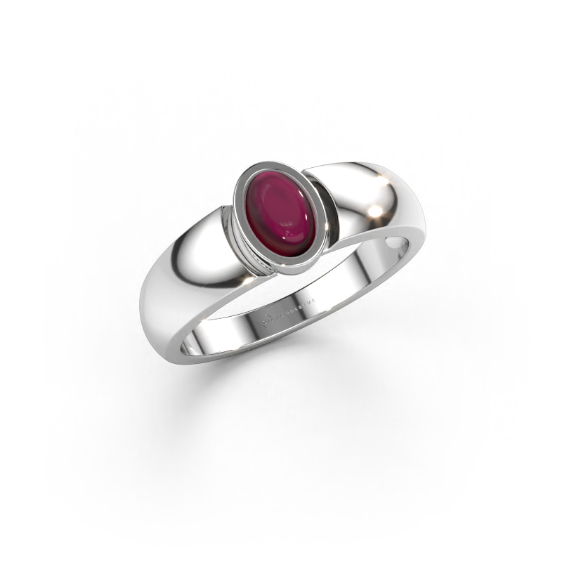 Bild von Ring Tonneke 585 Weißgold Granat 6x4 mm