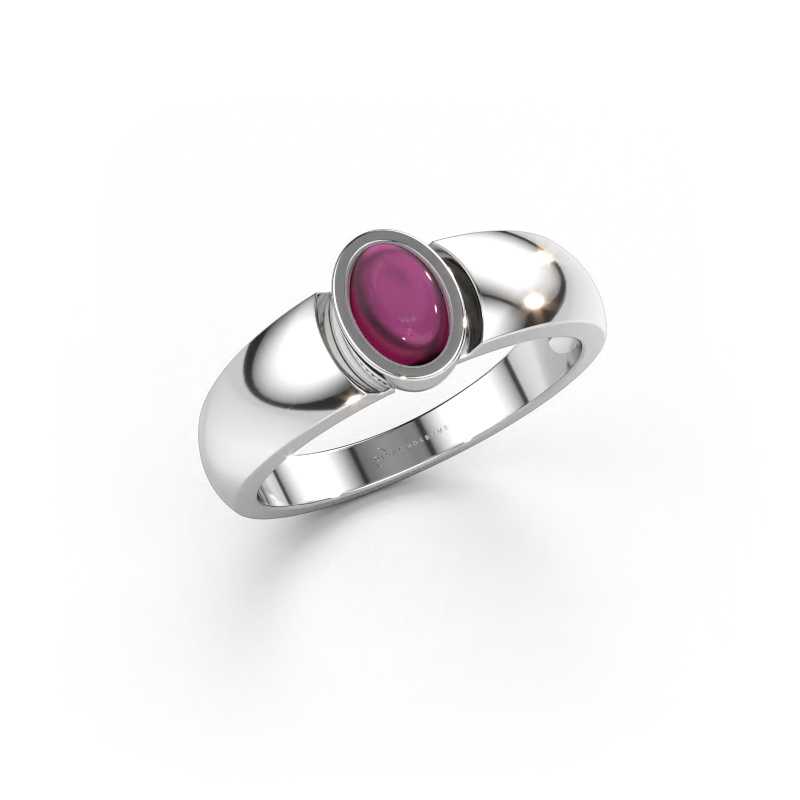 Immagine di Anello Tonneke 585 oro bianco Rodolite 6x4 mm