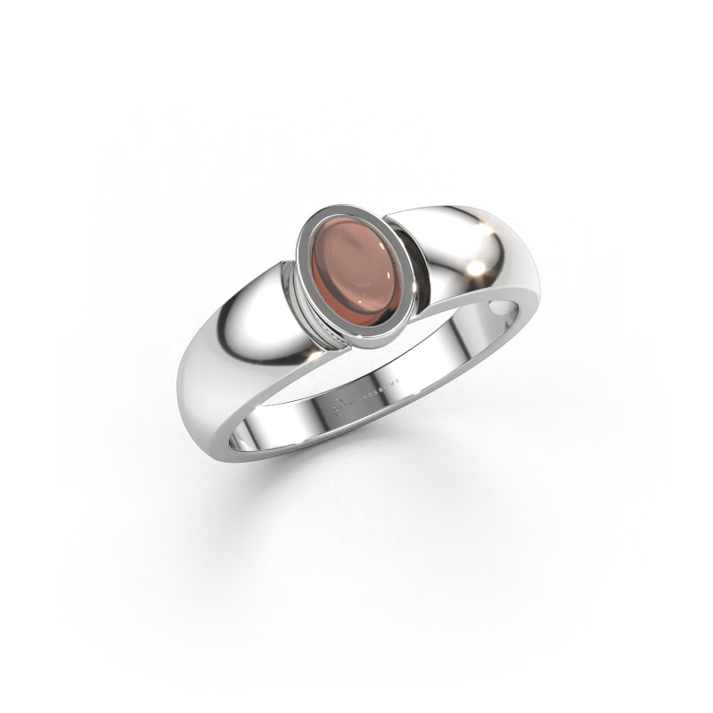 Immagine di Anello Tonneke 585 oro bianco Quarzo fumé 6x4 mm