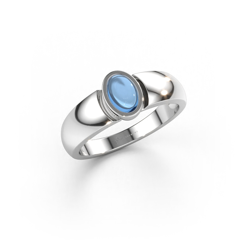 Immagine di Anello Tonneke 585 oro bianco Topazio blu 6x4 mm