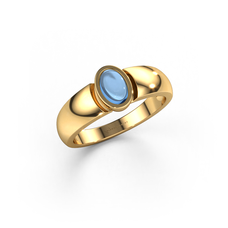 Image de Bague Tonneke 585 or jaune Topaze bleue 6x4 mm