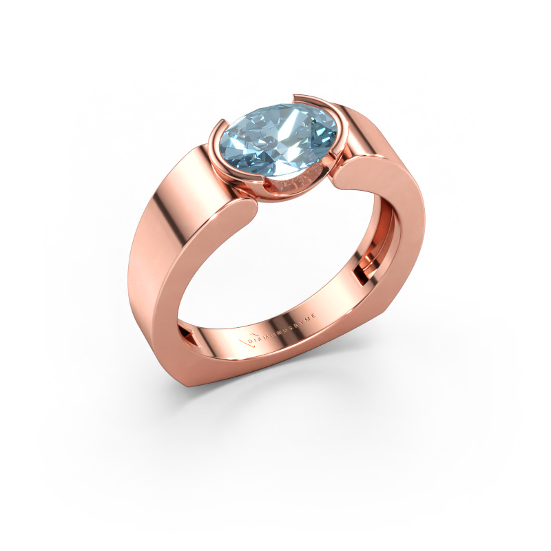 Bild av Ring Tonya 585 roséguld Blå labbodlad diamant 8x6 mm
