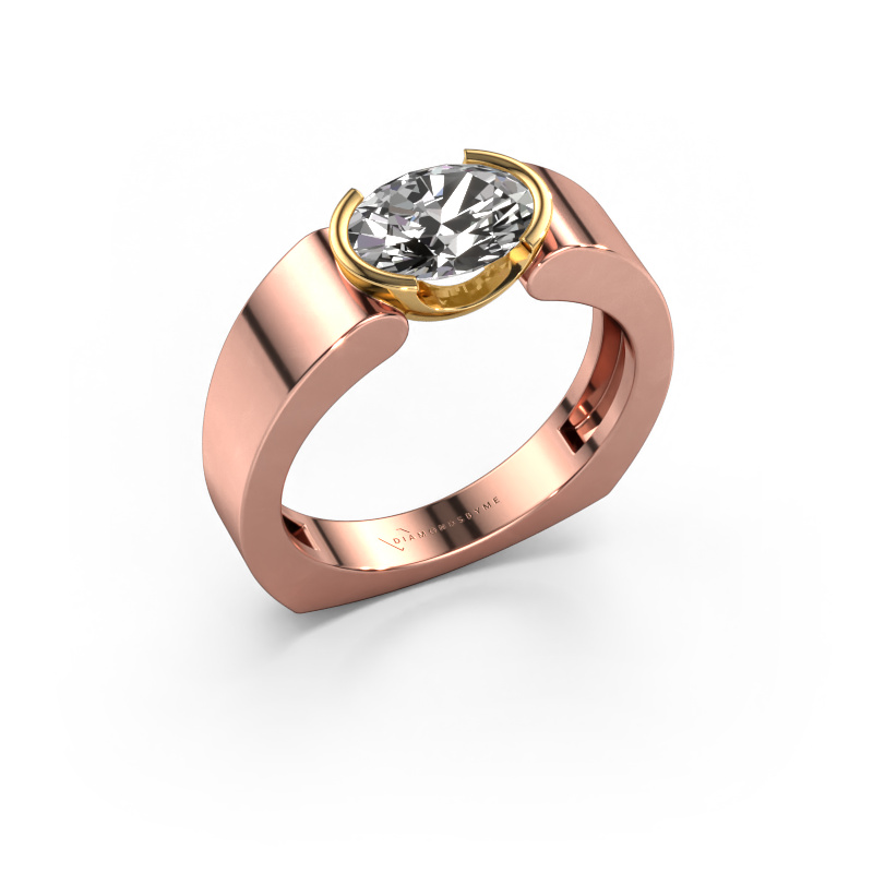 Afbeelding van Ring Tonya 585 rosé goud Custom diamant 8x6 mm