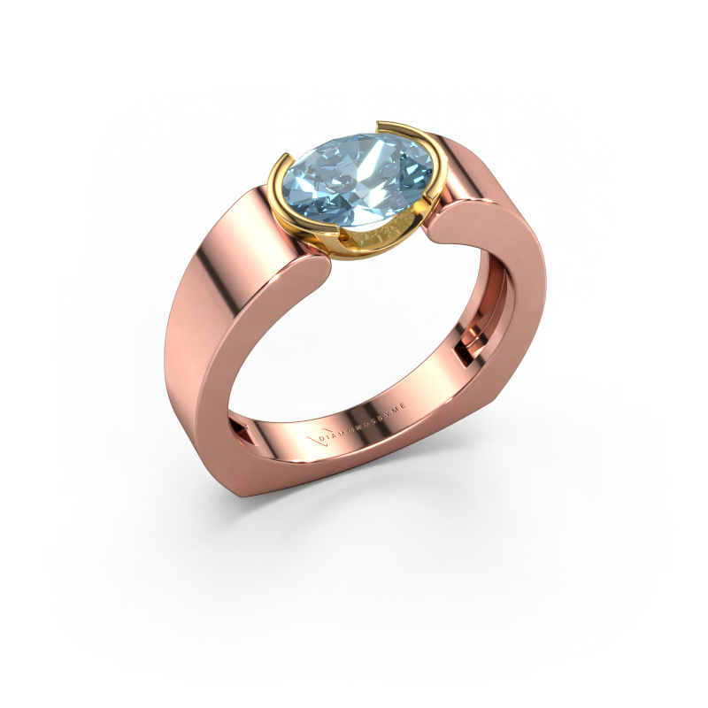 Bild von Ring Tonya 585 Roségold Blauer Labordiamant 8x6 mm