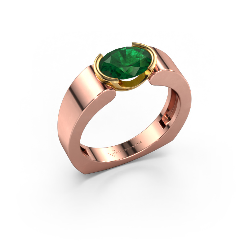 Bild von Ring Tonya 585 Roségold Smaragd 8x6 mm